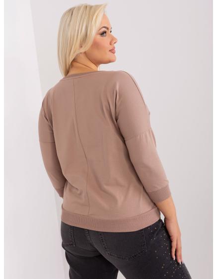 Dámská halenka s 3/4 rukávy plus size SERENA tmavě béžová 