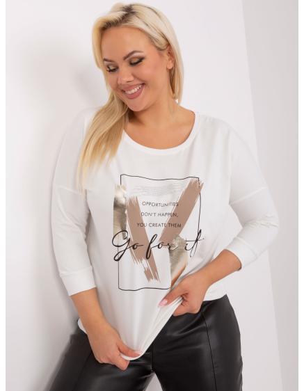 Dámská halenka s nápisem plus size DARIA ecru