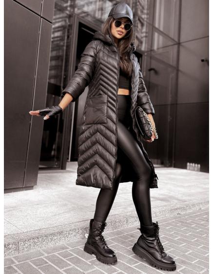 Dámsky prešívaný kabát RUNWAY FLAIR čierny