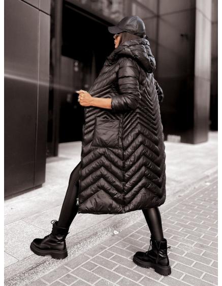 Dámsky prešívaný kabát RUNWAY FLAIR čierny