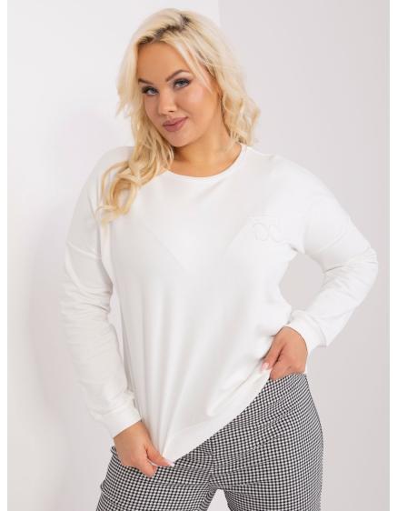 Női plus size blúz zsebekkel, applikációkkal BLEDA ekrü színű