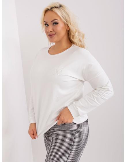 Női plus size blúz zsebekkel, applikációkkal BLEDA ekrü színű