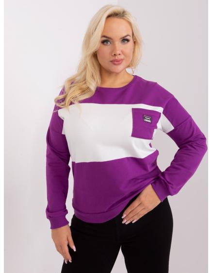 Dámská halenka plus size s aplikací ABELA fialová a ecru  