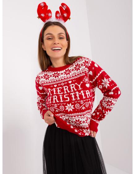 Dámsky sveter so slávnostným motívom SUBLEVEL červený