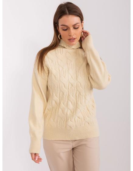 Női kockás pulóver CIMI világos bézs színben