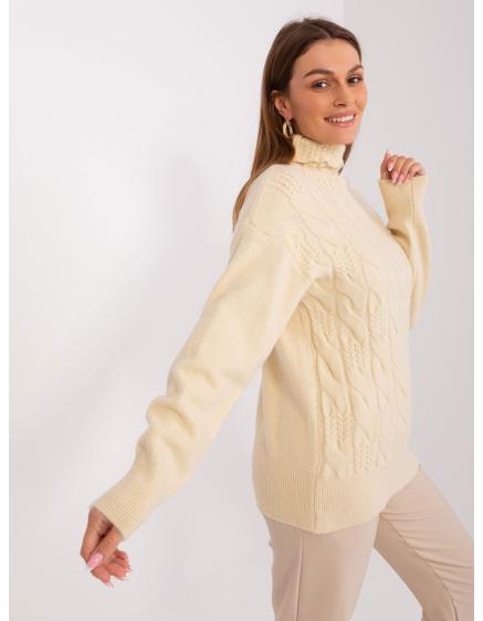 Női kockás pulóver CIMI világos bézs színben