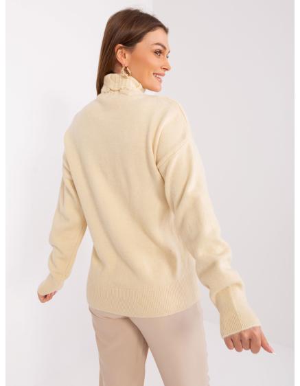 Női kockás pulóver CIMI világos bézs színben