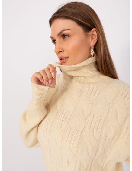 Női kockás pulóver CIMI világos bézs színben