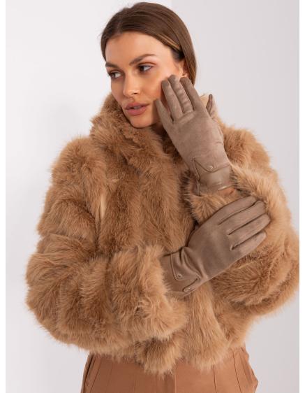 Dámské rukavice s vložkami z ekokůže SORA tmavě béžové 