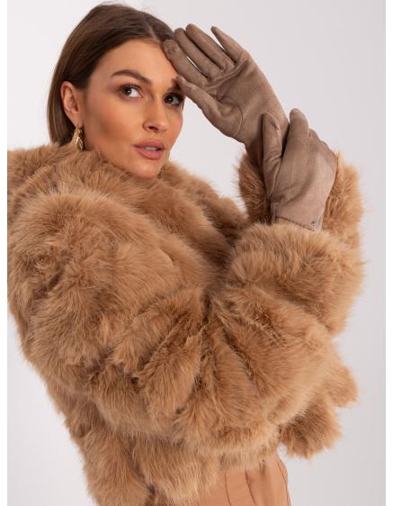 Dámské rukavice s vložkami z ekokůže SORA tmavě béžové 