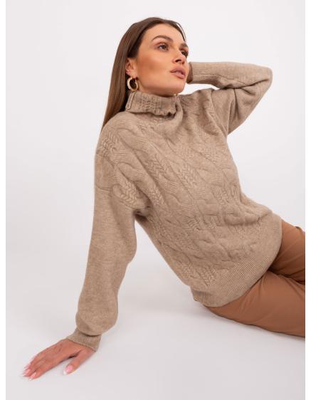 Női garbó MINA sötétbézs női pulóver