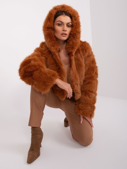 Dámska bunda s kapucňou ANIKO svetlohnedá