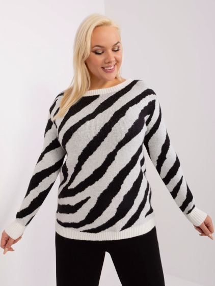 Dámsky plus size sveter s lemami TER čiernobiely – fotografie produktu 4