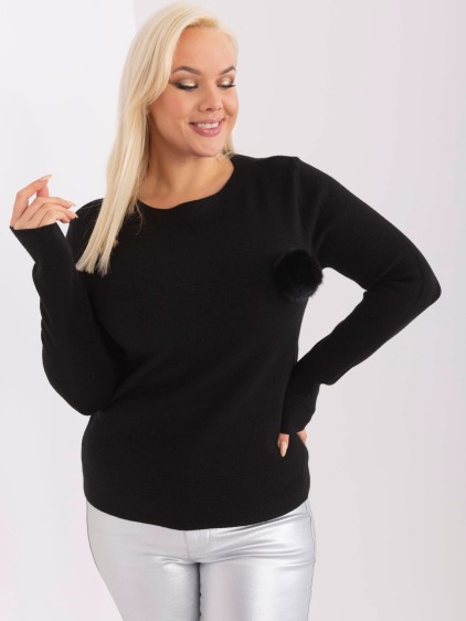 Dámsky plus size sveter z viskózy TEA čierny