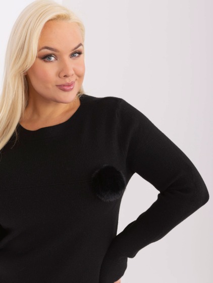 Dámsky plus size sveter z viskózy TEA čierny – fotografie produktu 2