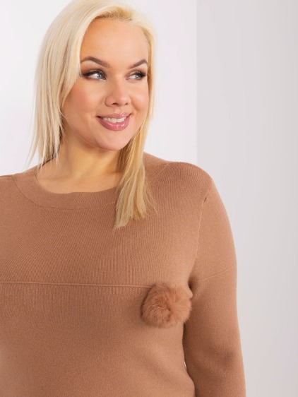 Dámsky plus size viskózový sveter WEO hnedý – fotografie produktu 4