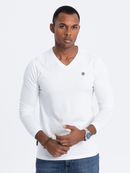 Férfi hosszú ujjú póló V-NECK fehér