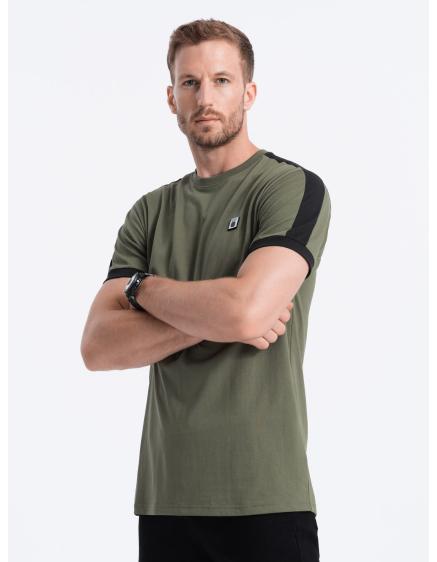 Pánske bavlnené tričko V4 S1632 olivové