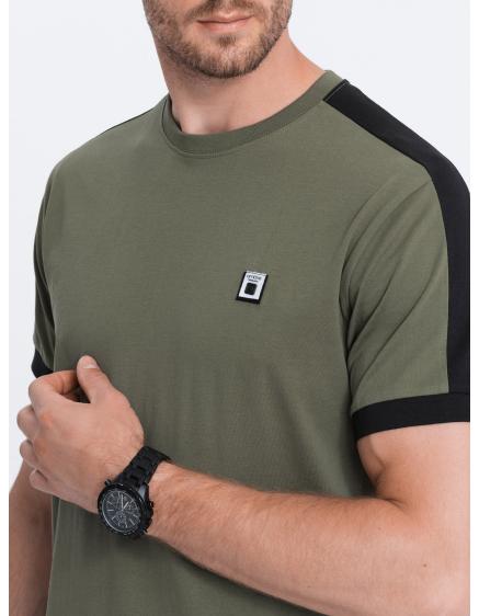 Pánske bavlnené tričko V4 S1632 olivové