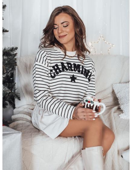 Női csíkos pulóver AURORA ecru