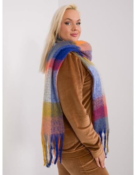 Női téli kockás sál MEU sötétsárga és vörös