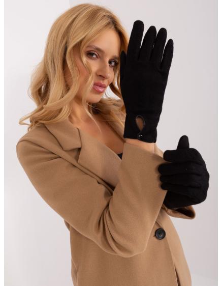 Dámske rukavice s ozdobnými gombíkmi JIP čierna