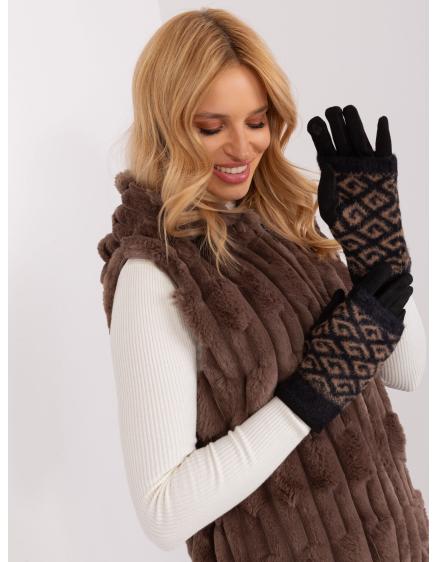 Dámske rukavice so vzorom GETA čierne