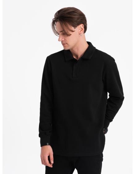 Pánska polokošeľa s golierom V8 OM-SSNZ-0149 čierna