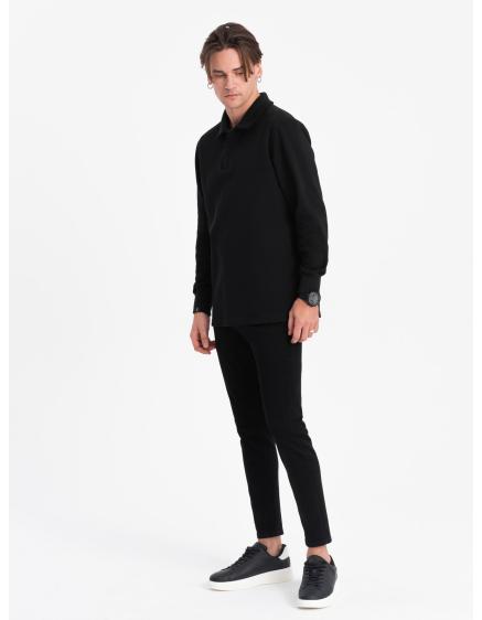 Pánska polokošeľa s golierom V8 OM-SSNZ-0149 čierna