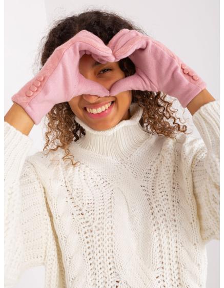 Dámske rukavice s geometrickým vzorom LIE svetloružová