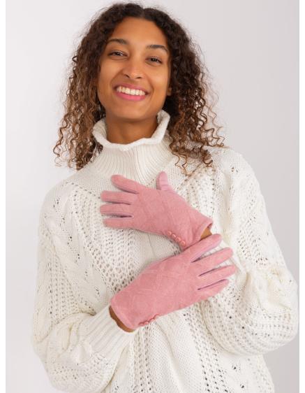 Dámske rukavice s geometrickým vzorom LIE svetloružová