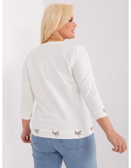 Dámska rebrovaná blúzka plus size ecru