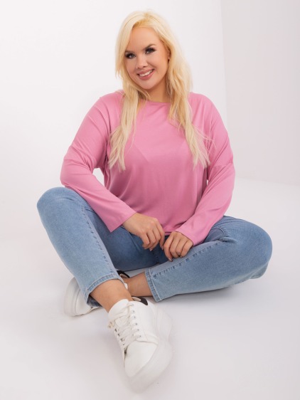 Női plus size blúz applikációval PALOMA rózsaszínű