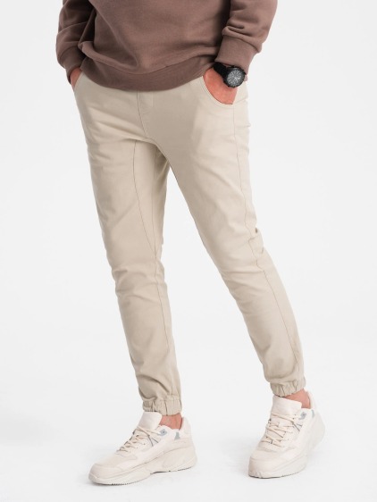 Pánské látkové kalhoty JOGGERS V10 P885 béžové