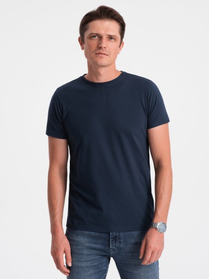 Pánske bavlnené tričko Classic BASIC V2 OM-TSBS-0146 tmavomodré