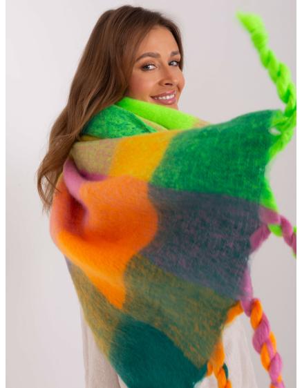 Dámska zimná károvaná šatka IMM zelená a žltá