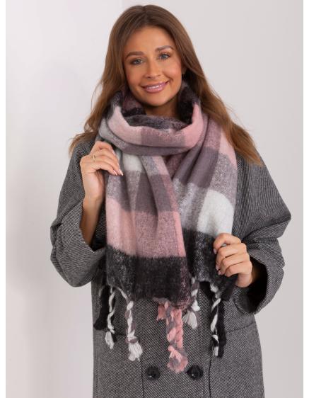 Női sál bojtokkal DIMM rózsaszín-szürke