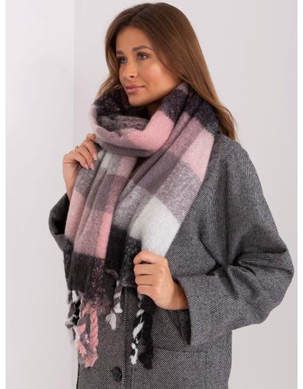 Női sál bojtokkal DIMM rózsaszín-szürke