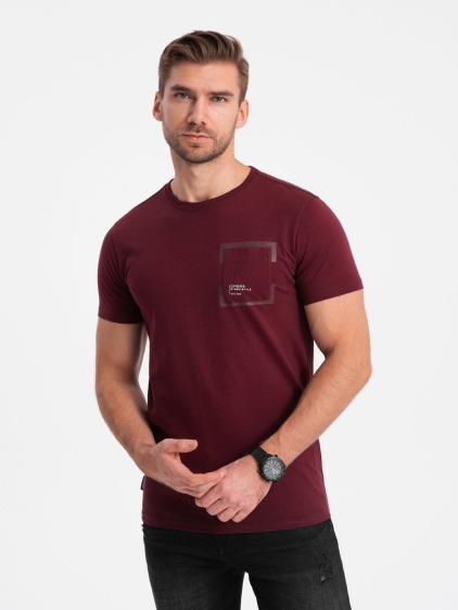 Férfi pamut póló zsebbel V2 OM-TSPT-0154 burgundi