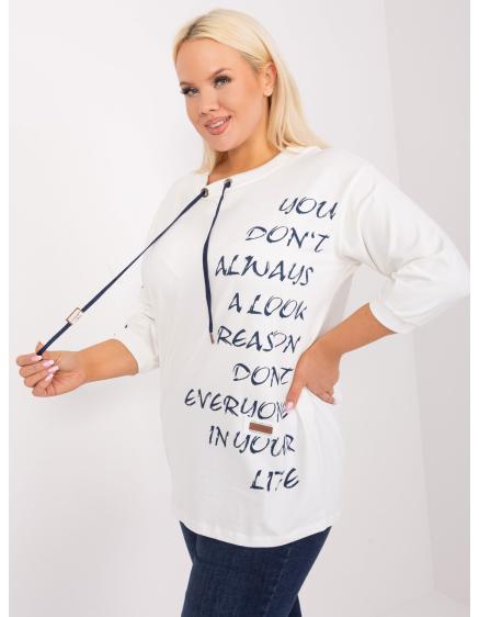 Dámská halenka plus size  s nápisem NERA ecru