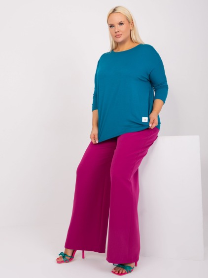 Dámska bavlnená blúzka s 3/4 rukávmi plus size MAKA tmavomodrá