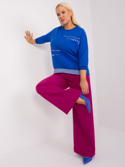 Női plus size blúz felirattal MIRA kék