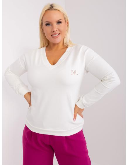 Női plus size blúz bordázott szegéllyel MITA ekrü színben