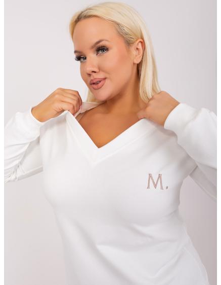 Női plus size blúz bordázott szegéllyel MITA ekrü színben