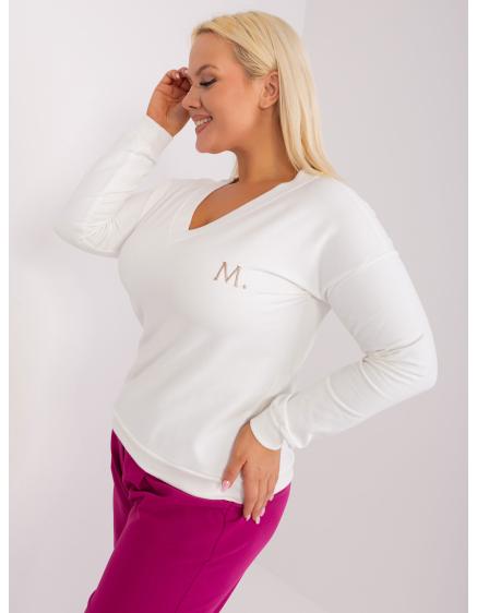 Női plus size blúz bordázott szegéllyel MITA ekrü színben