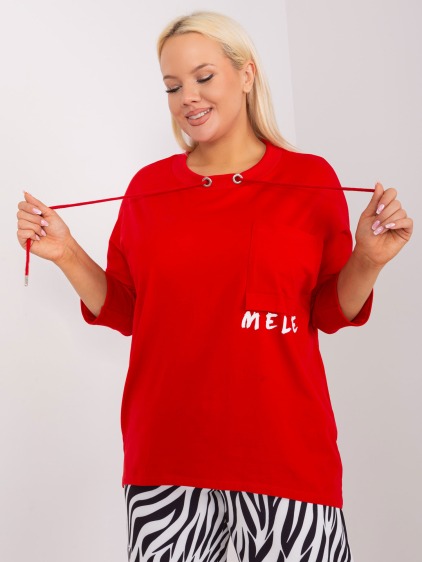 Női plus size blúz kerek nyakkivágással SIRA piros