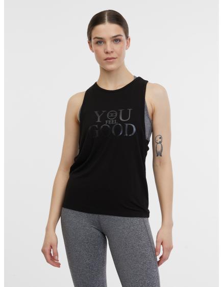 Čierne dámske športové tielko s kapucňou