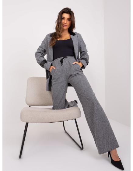 Dámske nohavice so širokými nohavicami ATR sivo-čierne