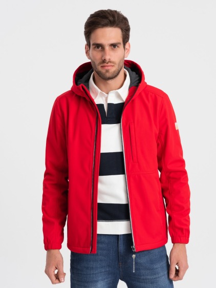 Pánska bunda SOFTSHELL s fleecom V6 OM-JANP-0137 červená