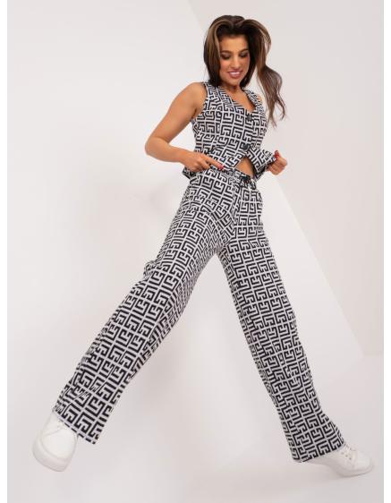 Dámske nohavice s rovnými nohavicami ORA sivo-čierne